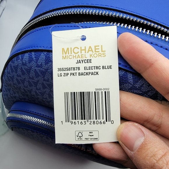 Michael Kors Jaycee Logo Large Zip Pocket Backpack Electric Blue main image 9